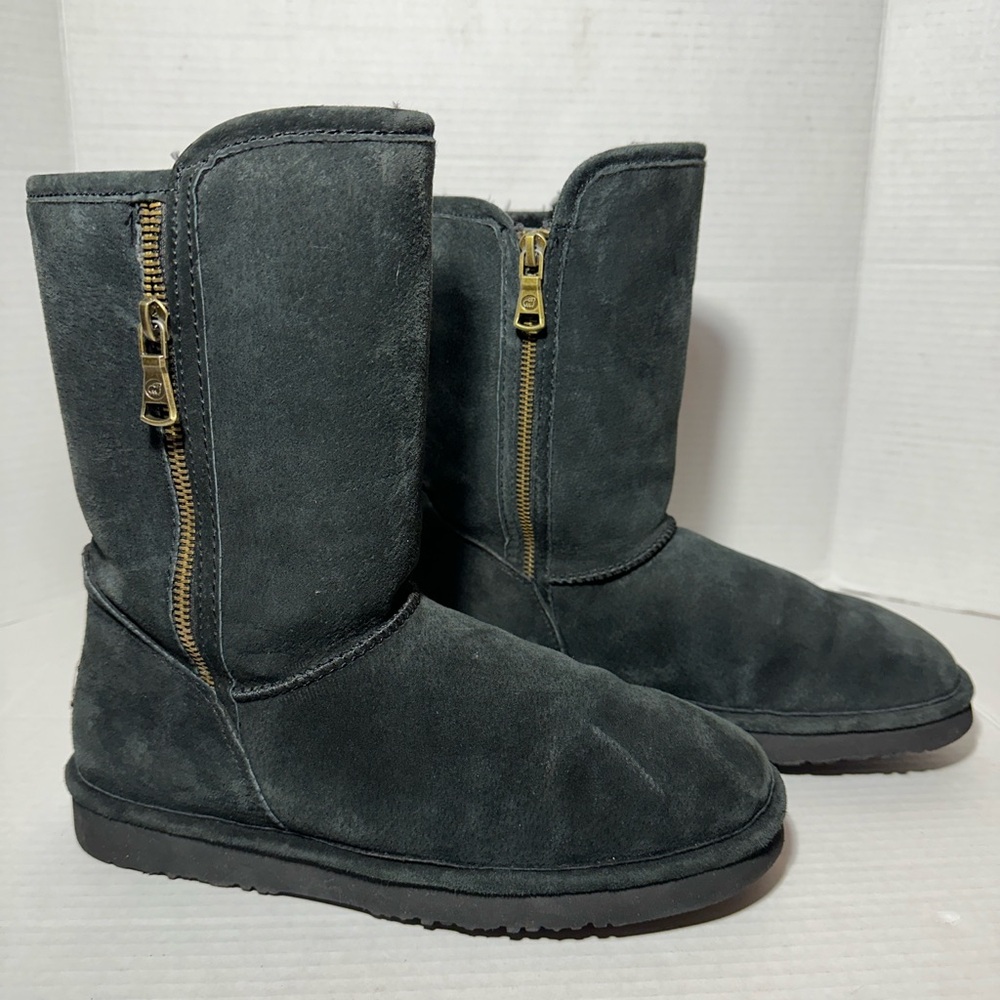 LAMO Juniper Women’s 8 Black Suede Faux Fur Lined Side Zip Winter Boots